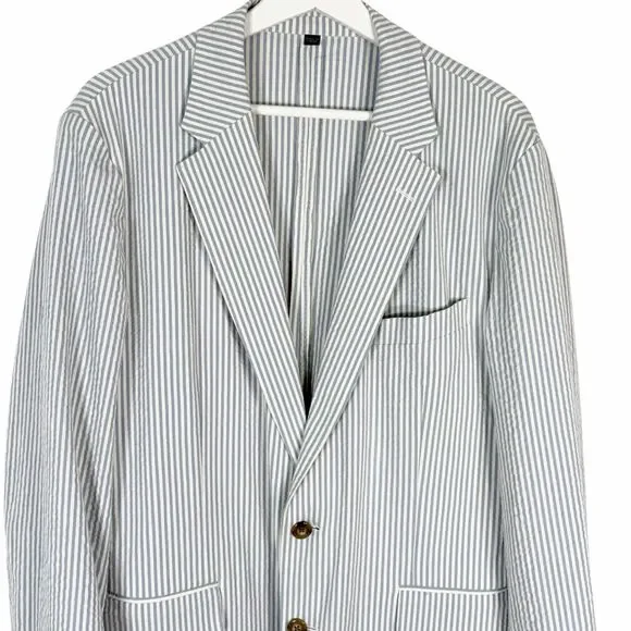 J.Crew Mens Ludlow Slim Fit Unstructured Suit Jacket Seersucker Size 42R L1015 - Picture 3 of 13
